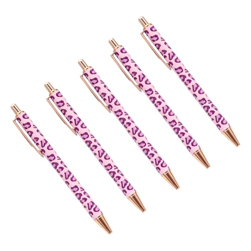 HUAANYA 5 x Kugelschreiber mit Leopardenmuster, einziehbar, für Büro, Geschäft, Signierstift mit Stift-Clip von HUAANYA