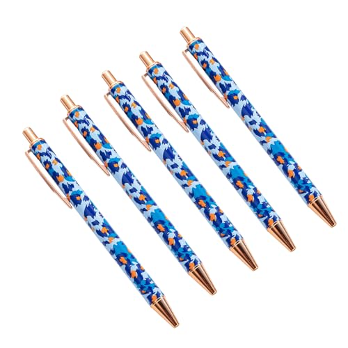 HUAANYA 5 x Kugelschreiber mit Leopardenmuster, einziehbar, für Büro, Geschäft, Signierstift mit Stift-Clip von HUAANYA