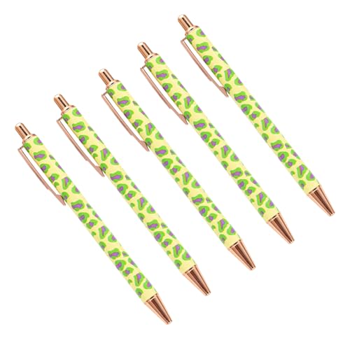 HUAANYA 5 x Kugelschreiber mit Leopardenmuster, einziehbar, für Büro, Geschäft, Signierstift mit Stift-Clip von HUAANYA