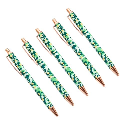 HUAANYA 5 x Kugelschreiber mit Leopardenmuster, einziehbar, für Büro, Geschäft, Signierstift mit Stift-Clip von HUAANYA