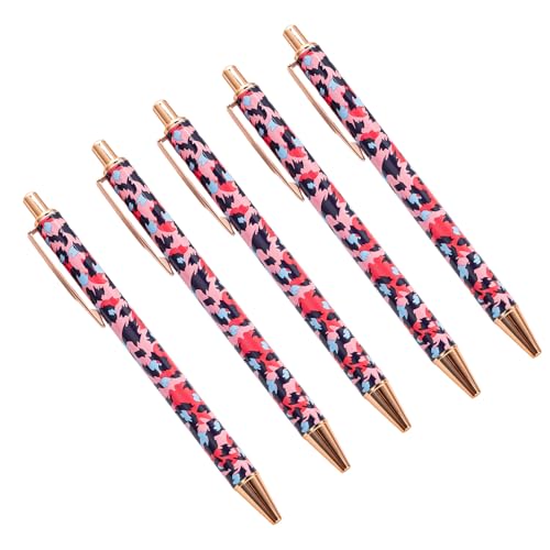 HUAANYA 5 x Kugelschreiber mit Leopardenmuster, einziehbar, für Büro, Geschäft, Signierstift mit Stift-Clip von HUAANYA