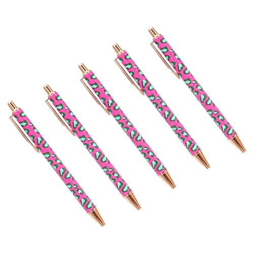 HUAANYA 5 x Kugelschreiber mit Leopardenmuster, einziehbar, für Büro, Geschäft, Signierstift mit Stift-Clip von HUAANYA