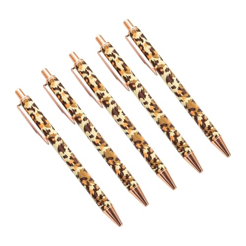 HUAANYA 5 x Kugelschreiber mit Leopardenmuster, einziehbar, für Büro, Geschäft, Signierstift mit Stift-Clip von HUAANYA