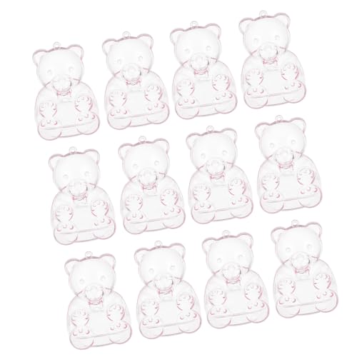 HUAJINGKEJI 12 transparente Miniatur-Bär-förmige Süßigkeiten-Boxen, transparent, Schmuck-Verpackungen, Snacks, Behälter mit Deckel von HUAJINGKEJI