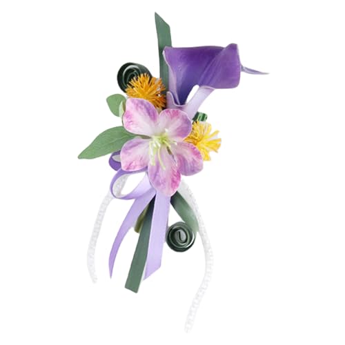 HUAJINGKEJI Elegante Ansteckblume für Hochzeiten Seidenblume Ansteckblume für Braut und Bräutigam, handgefertigte realistische Blumenbrosche von HUAJINGKEJI