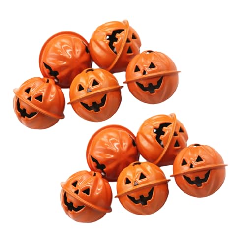 HUAJINGKEJI Halloween-Kürbis-Glocken-Anhänger aus Metall, lächelndes Gesicht, für Ohrringherstellung und Party-Schmuck, 10 Stück HUAJINGKEJI Halloween-Kürbis-Glocken-Anhänger aus Metall, lächelndes Gesicht, für Ohrringherstellung und Party-Schmuck, 10 Stück von HUAJINGKEJI