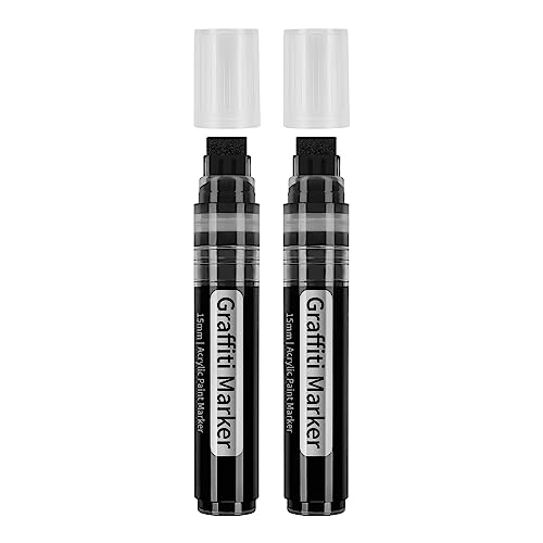 HUAJINGKEJI Marker, Permanentmarker, 2 Marker, 15 mm breite Spitze, große Acrylstifte zum Zeichnen, Basteln, Schreiben und Zeichnen HUAJINGKEJI Marker, Permanentmarker, 2 Marker, 15 mm breite Spitze, große Acrylstifte zum Zeichnen, Basteln, Schreiben und Zeichnen von HUAJINGKEJI