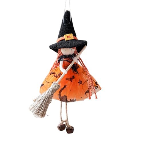 HUAJINGKEJI Samtiger Besen-Ornament für Halloween, Weihnachten, mit Engel-Anhänger, Mädchen-Figur, Glocken, mehrfarbig HUAJINGKEJI Samtiger Besen-Ornament für Halloween, Weihnachten, mit Engel-Anhänger, Mädchen-Figur, Glocken, mehrfarbig von HUAJINGKEJI