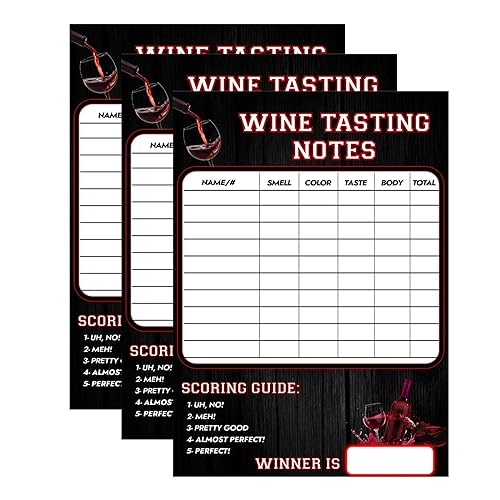 HUAJINGKEJI Set mit 3 Weinparty-Bewertungskarten, kompakt und für Weinliebhaber von HUAJINGKEJI