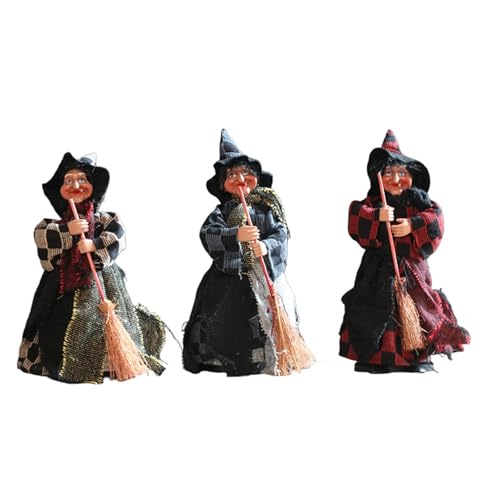 HUAJINGKEJI Stoff-Hexen-Figur, Dekoration, Stoffbesen, Zauberer-Figur, Ornament für Innen- und Außenbereich, Heimparty, 3 Stück HUAJINGKEJI Stoff-Hexen-Figur, Dekoration, Stoffbesen, Zauberer-Figur, Ornament für Innen- und Außenbereich, Heimparty, 3 Stück von HUAJINGKEJI