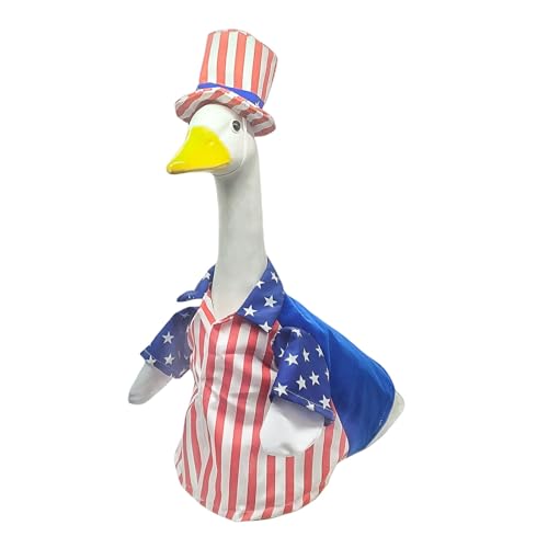 HUAJINGKEJI Veranda-Gänse-Outfit, patriotisches Gartengänse-Kostüm, Hut und Hemd, Bekleidungsset für den 4. Juli im Freien von HUAJINGKEJI