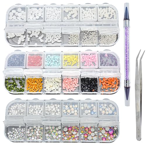 HUAJJ 5202 Stück Nagelkunst-Strasssteine, Nagel-Edelsteine für Kunst, Strasssteine, Bedazzler-Set für Bastelarbeiten, Kleidung, Schuhe (inklusive 1 Pinzette und Picking-Werkzeug) von HUAJJ