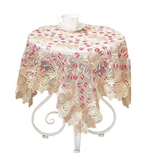 HUALEMEI Spitze Tischdecke,Floral Bestickt Tafeltuch Staub-Beweis Tischtuch Für Party Hotel Indoor Und Outdoor Tisch Dekor-B 135x180cm(53x71inch) von HUALEMEI