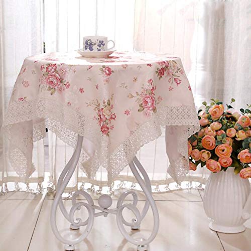 HUALEMEI Stoff Runde Tischdecke,Spitze Europäische Floral Print Tischbezug Rose Muster Tischdecke Falten Frei Für Couchtisch Zeremonie C 110x110cm von HUALEMEI