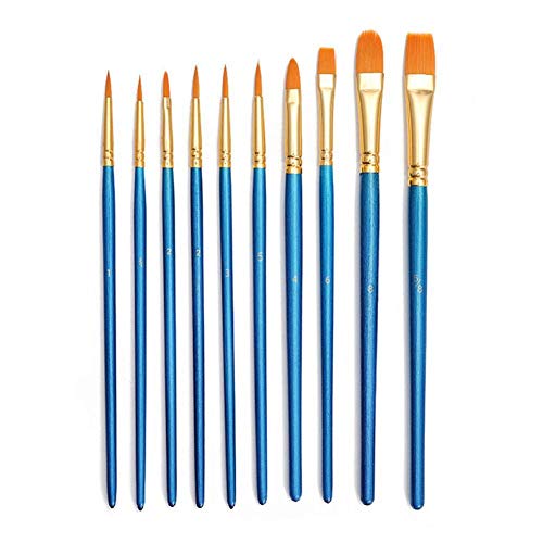 10 Stück Pinsel Set Multifunktionskünstler Blau Aquarell Pinsel für Acrylmalerei, Ölmalerei, Keramik, Ton, Holz & Modell von HUANG