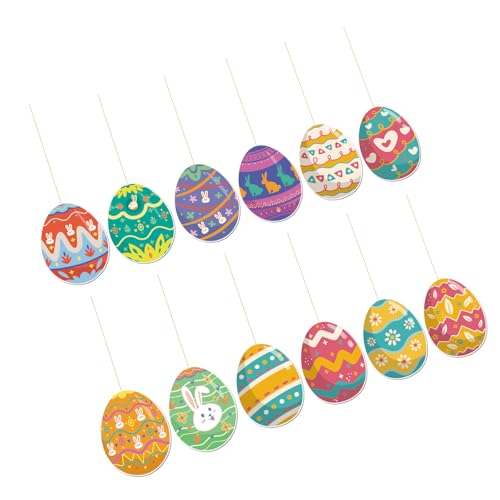 12 Stück Feiertags-Hängeeier-Dekorationen, bunte Deckendekoration, Anhänger für Zuhause, Schule, Party, Urlaub, Geburtstag, Dekorationen 12 Stück Feiertags-Hängeeier-Dekorationen, bunte Deckendekoration, Anhänger für Zuhause, Schule, Party, Urlaub, Geburtstag, Dekorationen von HUANGING