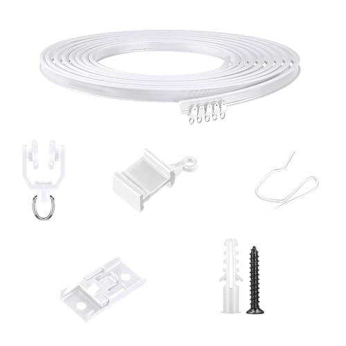 Flexibles Deckenvorhangschienen-Set, 5/10/20 m, biegbar, gebogene Montageschienen, Kits mit Haken und Rollen, Fensterteiler, Deckenvorhangschienen Flexibles Deckenvorhangschienen-Set, 5/10/20 m, biegbar, gebogene Montageschienen, Kits mit Haken und Rollen, Fensterteiler, Deckenvorhangschienen von HUANGING