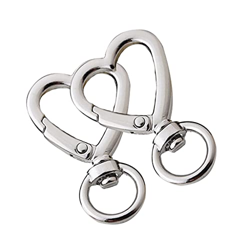 Karabinerhaken für Taschen, Accessoires, Handtaschen, Griff, Herz, Karabiner, Metallverschluss, Karabinerhaken für Schlüsselanhänger, S, 41 mm, Silber, Einheitsgröße, 2 Stück Karabinerhaken für Taschen, Accessoires, Handtaschen, Griff, Herz, Karabiner, Metallverschluss, Karabinerhaken für Schlüsselanhänger, S, 41 mm, Silber, Einheitsgröße, 2 Stück von HUANIZI
