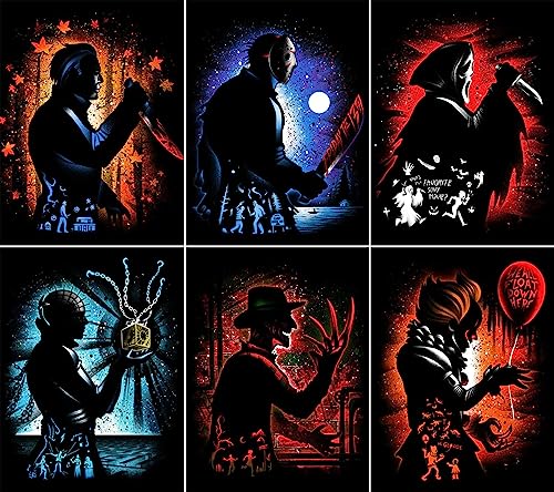 DIY Diamond Art Horror Movies Diamond Painting Kits, 5D Full Drill Cross Stitch Embroidery kits (6 Packs) von HUANNY