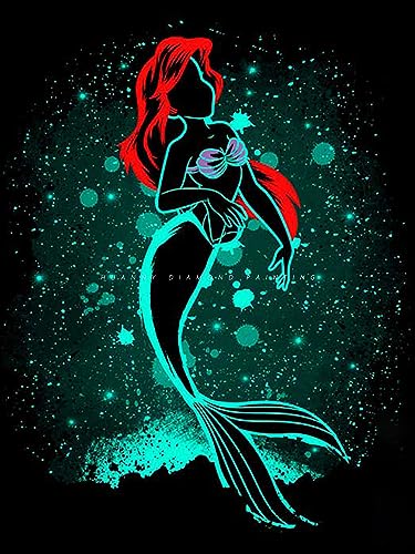 HUANNY DIY Diamond Art Ariel Diamond Painting Little Mermaid, 5D Full Drill Cross Stitch Embroidery kit for Beginners von HUANNY