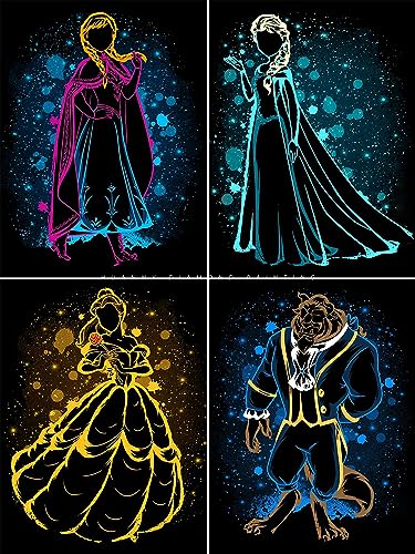 HUANNY DIY Diamond Art Elsa and Anna Diamond Painting Kits, 5D Full Drill Cross Stitch Embroidery kit for Beginners (4 Packs) von HUANNY