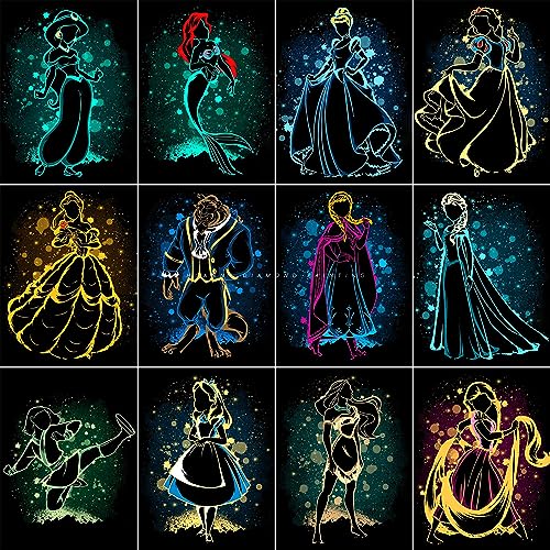 HUANNY DIY Diamond Art Princesses Diamond Painting Kits, 5D Full Drill Cross Stitch Embroidery kit for Beginners (12 Packs) von HUANNY