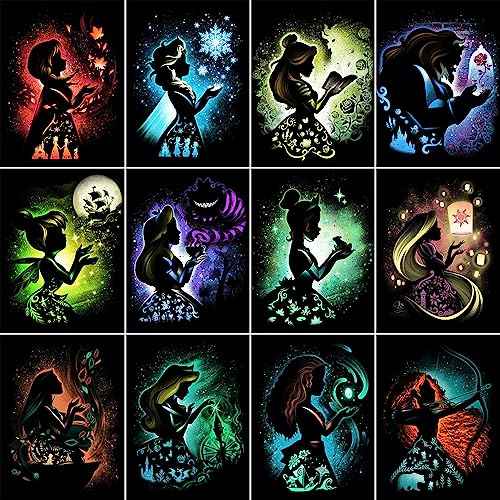 HUANNY DIY Diamond Art Princesses Diamond Painting Kits, 5D Full Drill Cross Stitch Embroidery kits (12 Packs) von HUANNY