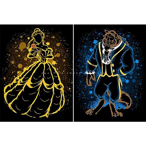 HUANNY DIY Diamond Painting Beauty and Beast Diamond Art, 5D Full Drill Cross Stitch Embroidery kit for Beginners (2 Packs) von HUANNY