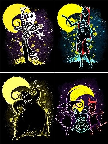 HUANNY DIY Diamond Painting Jack and Sally Diamond Art Halloween, 5D Full Drill Cross Stitch Embroidery kit for Beginners (4 Packs) von HUANNY