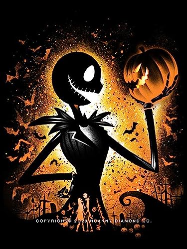 HUANNY Diamond Painting Jack Skellington Kits für Kinder, DIY Diamond Art Full Drill Cnavas Art Craft Kit Well Decor von HUANNY