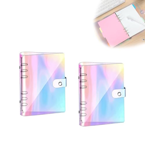 HUANR Ringbuch A6, Transparenter Bunt, 6 Loch Binder A6, 2 Stück Ringbücher mit Druckknopf, Ringbuchordner, Budget Binder, A6 Ring Binder, Ringordner für Fotoalben, Tagebücher, Ordner, Geld Organizer HUANR Ringbuch A6, Transparenter Bunt, 6 Loch Binder A6, 2 Stück Ringbücher mit Druckknopf, Ringbuchordner, Budget Binder, A6 Ring Binder, Ringordner für Fotoalben, Tagebücher, Ordner, Geld Organizer von HUANR