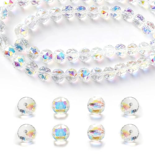 HUANR Perlen für Ketten, 100 Stück Bastelperlen, 10 mm mit Loch Glas Perlen, Farbe AB Glasperlen Set, Geeignet zum Basteln, Herstellen von Armbändern, Ohrringen und Haarschmuck HUANR Perlen für Ketten, 100 Stück Bastelperlen, 10 mm mit Loch Glas Perlen, Farbe AB Glasperlen Set, Geeignet zum Basteln, Herstellen von Armbändern, Ohrringen und Haarschmuck von HUANR
