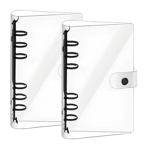 HUANR Ringbuch A6 Nachfüllbar, 2 Stück Nachfüllbares Ringordner, Transparent PVC 6 Loch A6 Ringbuch Abdeckung, mit Druckknopf, für Meetingsprotokolle, Unterrichtsmitschriften HUANR Ringbuch A6 Nachfüllbar, 2 Stück Nachfüllbares Ringordner, Transparent PVC 6 Loch A6 Ringbuch Abdeckung, mit Druckknopf, für Meetingsprotokolle, Unterrichtsmitschriften von HUANR