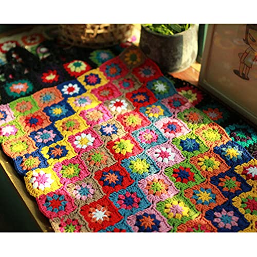 HUANSUN DIY Bunte Daisy Hook Tischdecke Mode Teppich Häkeldecke Yoga Bolster Kissen Party Häkeln Tischset,36X29CM von HUANSUN
