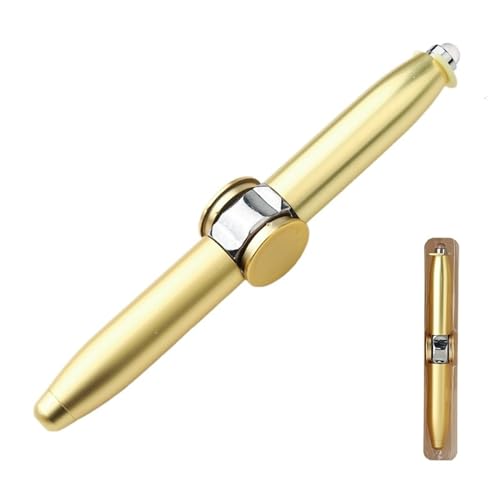HUAQUAN Rotierender Stift für Stressabbau, Fidget Spinning Pen mit LED-Licht, multifunktionaler cooler Angststift, denkender Kugelschreiber für Business-Erwachsene-Studenten (Size : Gold2) von HUAQUAN