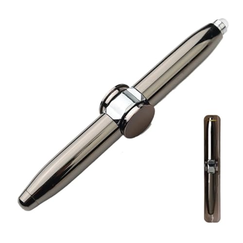 HUAQUAN Rotierender Stift für Stressabbau, Fidget Spinning Pen mit LED-Licht, multifunktionaler cooler Angststift, denkender Kugelschreiber für Business-Erwachsene-Studenten (Size : Gray) von HUAQUAN