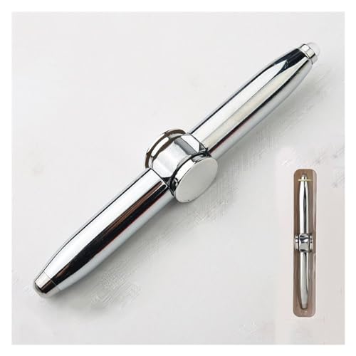 HUAQUAN Rotierender Stift für Stressabbau, Fidget Spinning Pen mit LED-Licht, multifunktionaler cooler Angststift, denkender Kugelschreiber für Business-Erwachsene-Studenten (Size : Silver) von HUAQUAN