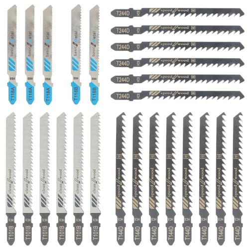 HUAREW 25 Pieces Stichsägeblätter Set, 5 Modelle T-Schaft Stichsägeblätter, Sägeblätter Stichsäge mit Aufbewahrungskoffer, Stichsägen Zubehör für Holz, Kunststoff und Metall HUAREW 25 Pieces Stichsägeblätter Set, 5 Modelle T-Schaft Stichsägeblätter, Sägeblätter Stichsäge mit Aufbewahrungskoffer, Stichsägen Zubehör für Holz, Kunststoff und Metall von HUAREW