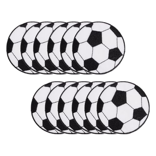HUATEEN Bügeln Flicken,12 Stück Fußball Bügelflicken Aufnäher zum Patches Aufbügeln mit Bügelbilder Flicken zum Bestickte Aufnähen Für Kinder Kleidung Ballaufnäher Jeans von HUATEEN