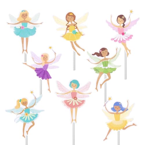 HUATEEN Feen Tortendeko,24 PCS Ballerina und Engel Cupcake Topper Dekorationen Kuchen Topper Fee Muffin Kuchendekorationenfür Geburtstage,Babypartys und Feenpartys von HUATEEN