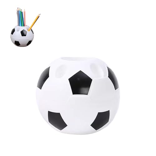 HUATEEN Fussball Stiftebecher,Stiftehalter im Stil für Schüler mit 6 Löchern Tisch Organizeraus Kunststoff Stifte Organizer für Büro Zuhause Schule Einschulung Geschenk und Geburtstag von HUATEEN