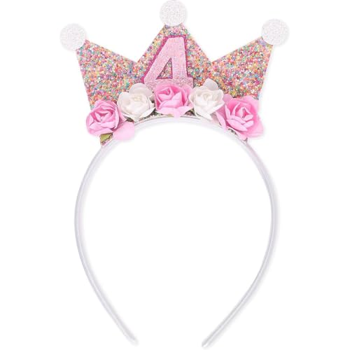 HUATEEN Geburtstagskrone,Krone Geburtstag Mädchen Krone Glitzer Tiara mit Rose Blumen Mädchen Stirnband Partyhut Rosa Kleinegeburtstag Krone für 4 Jahr Kinder Geburtstag Party HUATEEN Geburtstagskrone,Krone Geburtstag Mädchen Krone Glitzer Tiara mit Rose Blumen Mädchen Stirnband Partyhut Rosa Kleinegeburtstag Krone für 4 Jahr Kinder Geburtstag Party von HUATEEN