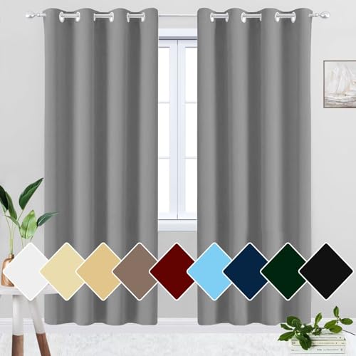 HUAXIQUE Gardinen Schlafzimmer Grau Mit Ösen Lichtundurchlässig Sonnenschutz Wohnzimmer Vorhänge für Schlafzimmer Wohnzimmer Kinderzimmer Büros 155x180cm von HUAXIQUE