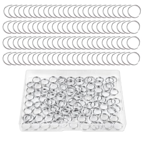 HUAZIZ 1000 Stück 10 mm Schlüsselringe Schlüsselanhänger mit Doppelschlaufen, Verbindungsstücke für Schmuck, Armbänder, kleine Metallringe, Ohrringe, Basteln(Silber) von HUAZIZ