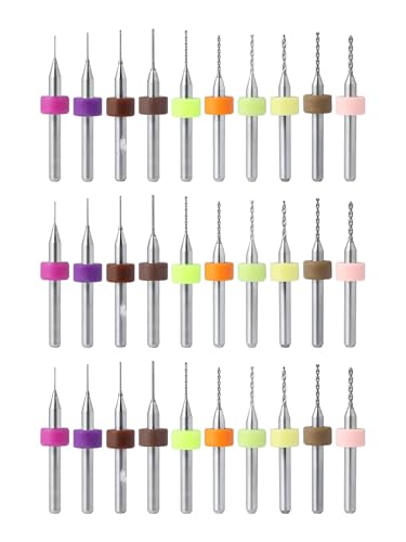 HUAZIZ 30 Stück PCB Micro Spiralbohrer, Wolframstahl Micro Spiralbohrer PCB, Micro Bohrer Set, Bohrer Satz 0.1mm bis 1,0 mm Bohrer Set für Leiterplatten, Glas, Faser, Harz, Bernstein HUAZIZ 30 Stück PCB Micro Spiralbohrer, Wolframstahl Micro Spiralbohrer PCB, Micro Bohrer Set, Bohrer Satz 0.1mm bis 1,0 mm Bohrer Set für Leiterplatten, Glas, Faser, Harz, Bernstein von HUAZIZ
