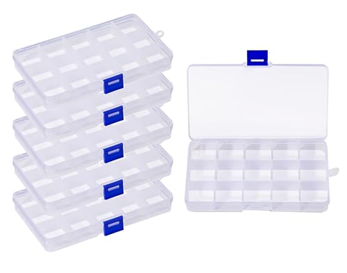 HUAZIZ 6 pcs Fächer Aufbewahrungsbox, Sortierbox für kleinteile, Plastik Aufbewahrungsbox Schmuck Sortierboxen 15 Raster für Veranstalter Perlen Ohrring, Einstellbar Sortimentskasten HUAZIZ 6 pcs Fächer Aufbewahrungsbox, Sortierbox für kleinteile, Plastik Aufbewahrungsbox Schmuck Sortierboxen 15 Raster für Veranstalter Perlen Ohrring, Einstellbar Sortimentskasten von HUAZIZ