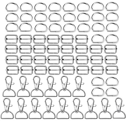 HUAZIZ 75 Stück Legierung Schlüsselanhänger Set, Drehbare Karabinerhaken, D Ringe 20mm Metall-Schiebeschnallen für Handtasche, Schlüsselband, Geldbörse, Taschen, Gurte, Hundehalsbänder und Nähprojekte HUAZIZ 75 Stück Legierung Schlüsselanhänger Set, Drehbare Karabinerhaken, D Ringe 20mm Metall-Schiebeschnallen für Handtasche, Schlüsselband, Geldbörse, Taschen, Gurte, Hundehalsbänder und Nähprojekte von HUAZIZ