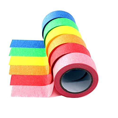 HUAZIZ Regenbogen Farbe Washi Tape farbiges masking tape DIY Handwerk Papier Dekrativer Klebeband Bastelband für Kinder Lehrer Arts Lab Labeling Maler Planner 6 Rollen * 20 m * 30 mm von HUAZIZ