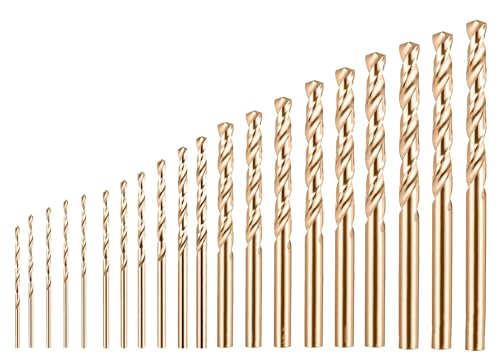 HUAZIZ Spiralbohrer Set M35 HSS Kobalt-Bohrer 20er-Set 0,5 mm–1,4 mm, 1,5 mm–2,4 mm Bohrer Set Spiralbohrer Bohrer Stahlbohrer Metallbohrer von HUAZIZ