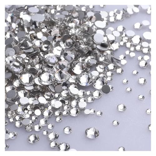 Hotfix Strasssteine 1440 Stück/Packung, gemischte Größen, schwarzes Glas, flache Rückseite, Glitzer-Diamant, nicht Hotfix-Strasssteine ​​für Nagelkunst und Kleidung(Crystal) von HUDFVIOI
